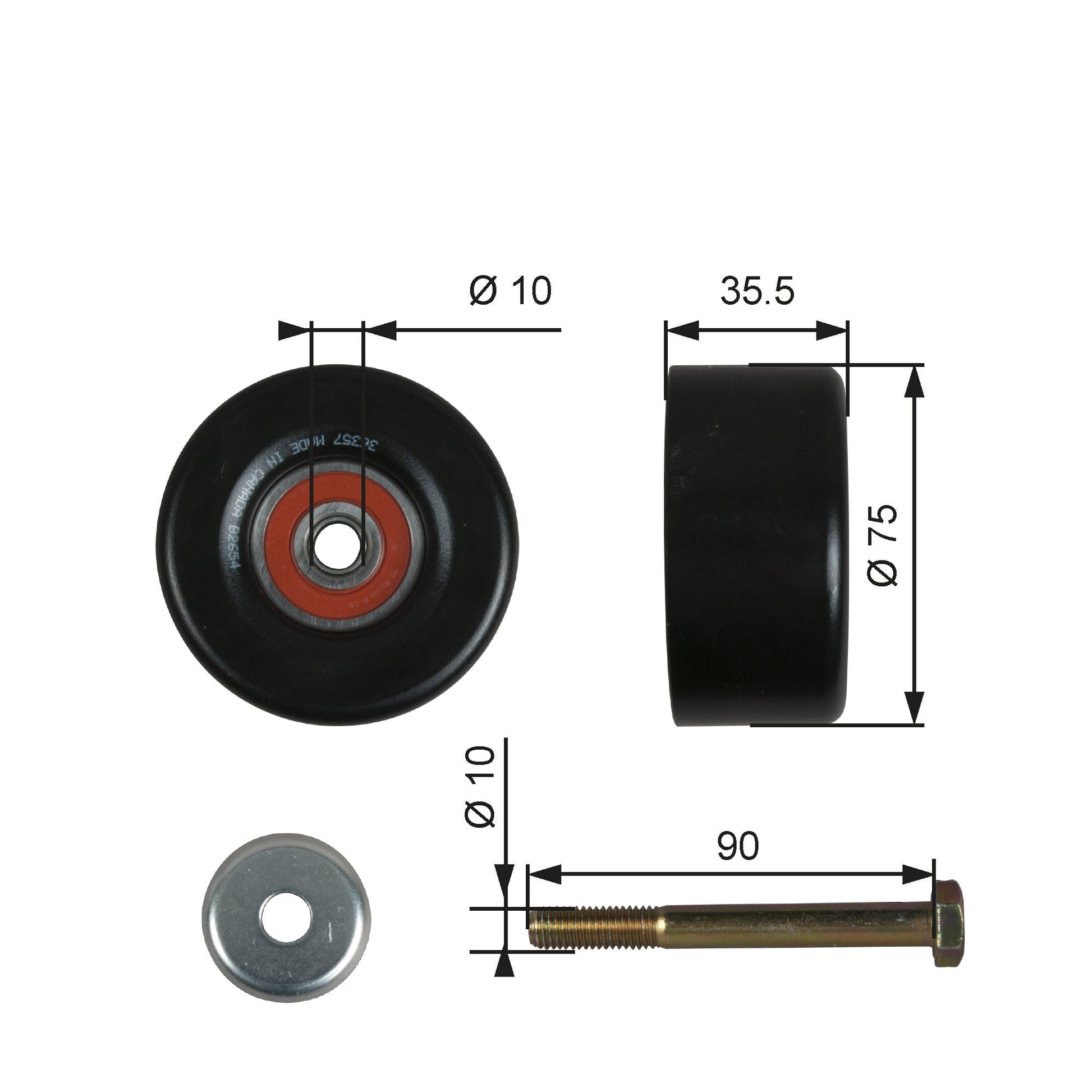 GATES GATT36357 V-Ribbed Belt Deflection/Guide Pulley