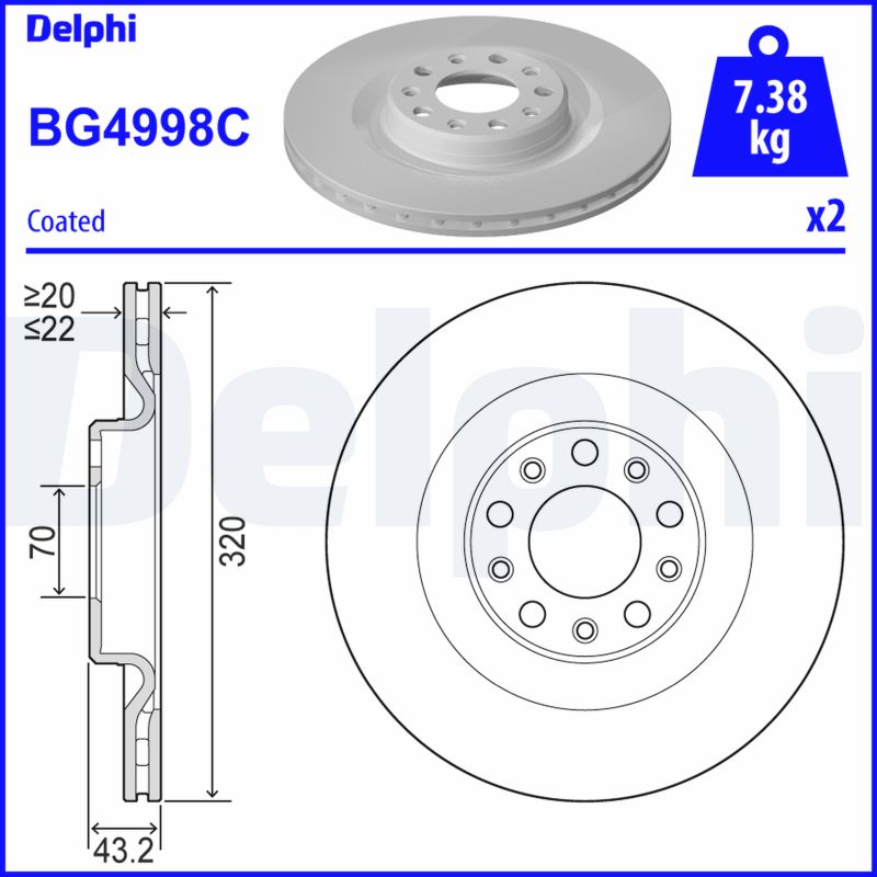 DELPHI BG4998C Brake Disc .