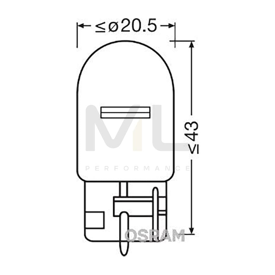 OSRAM ORIGINAL 7505 Bulb, indicator 12V 21W, W21W, W3x16d