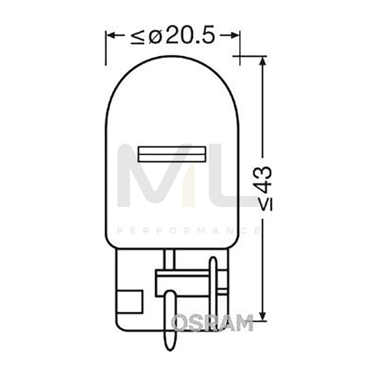 OSRAM ORIGINAL 7505 Bulb, indicator 12V 21W, W21W, W3x16d
