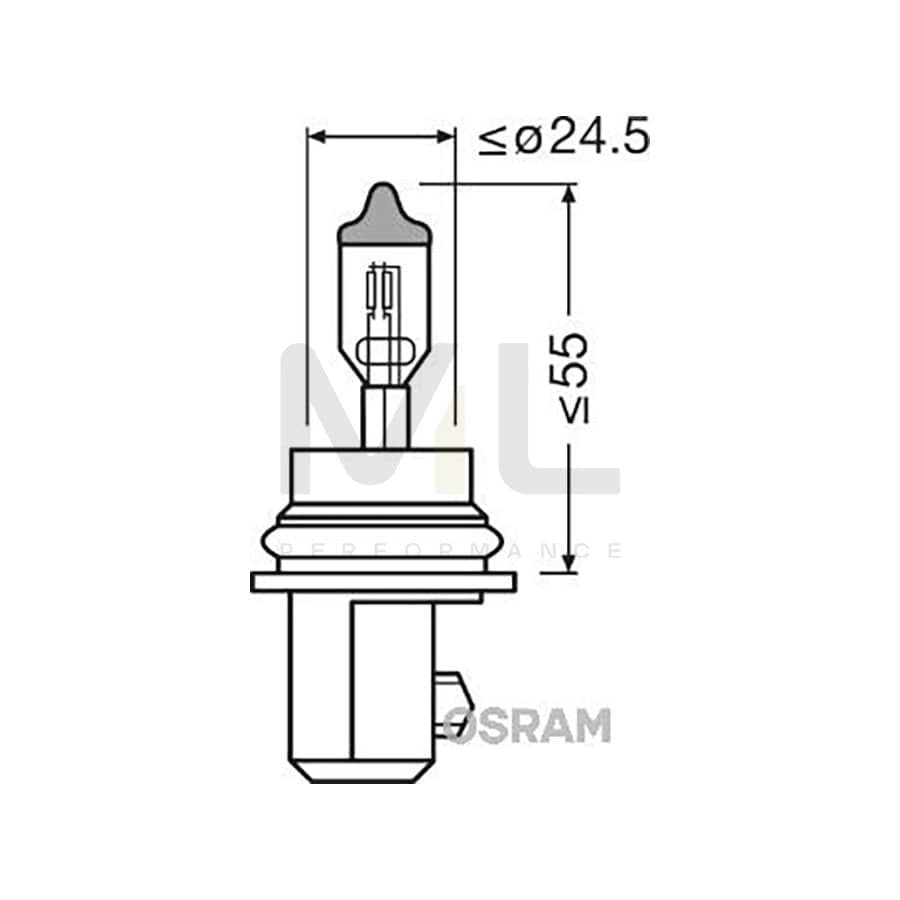OSRAM ORIGINAL 9007 Bulb, spotlight HB5 12V 60/55W PX29T Halogen