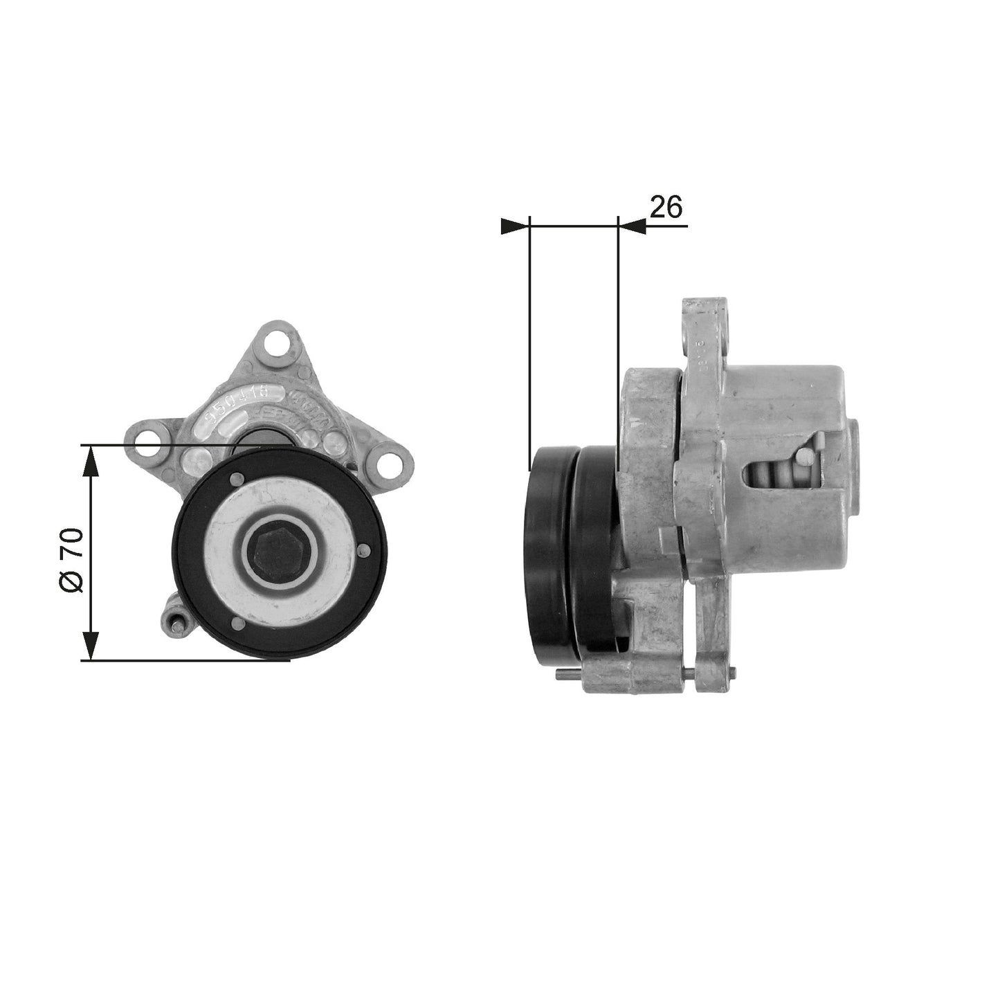 GATES GATT38283 V-Ribbed Belt Tensioner Pulley