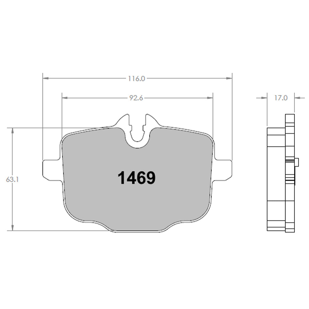 PFC 1469.332.17.44 REAR BRAKE PADS 332 CMPD 17 MM FOR BMW M2 (G87) / M3 (G80) / M4 (G82) / X3M (F97) / X4M (F98)