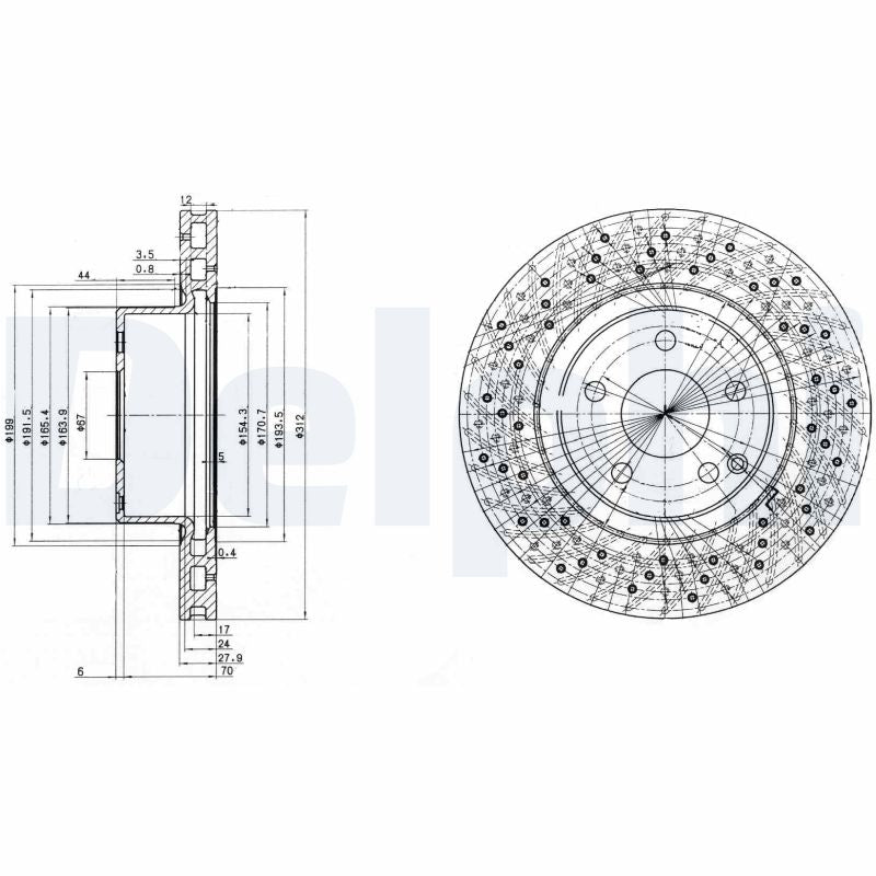 DELPHI BG3828 Brake Disc .