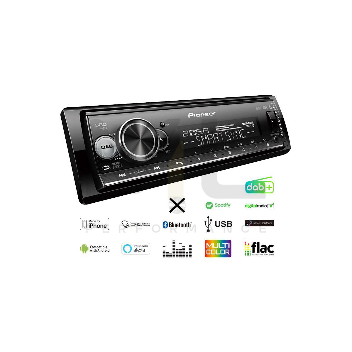 PIONEER MVH-S520DAB MVH-S520DAB Car stereo Bluetooth, DAB/DAB+, illumination, multi colour, Spotify, USB, 1 DIN, Android, AOA 2.0, Made for iPhone, LCD, 14.4V, AAC, FLAC, MP3, WAV, WMA