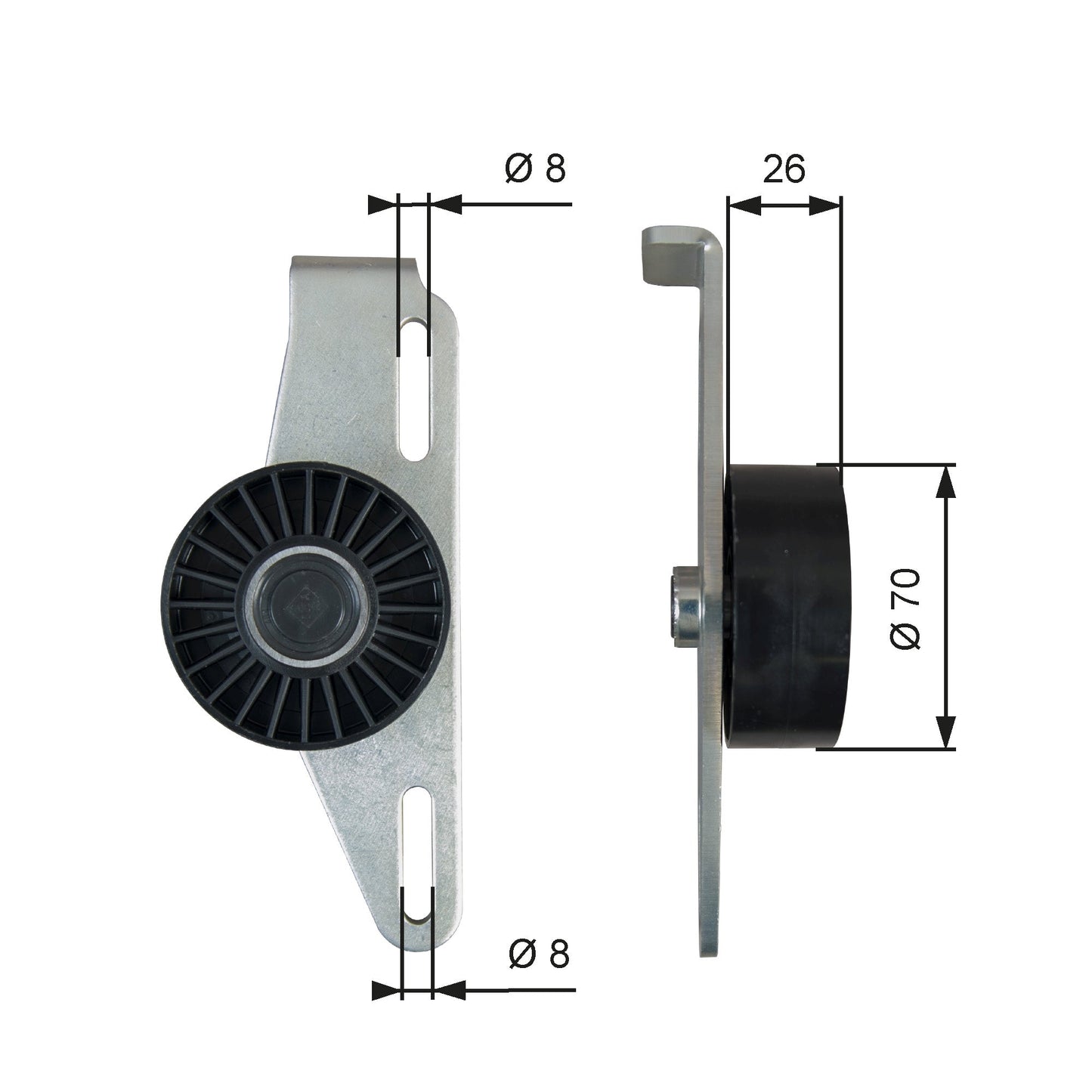 GATES GATT39393 V-Ribbed Belt Tensioner Pulley