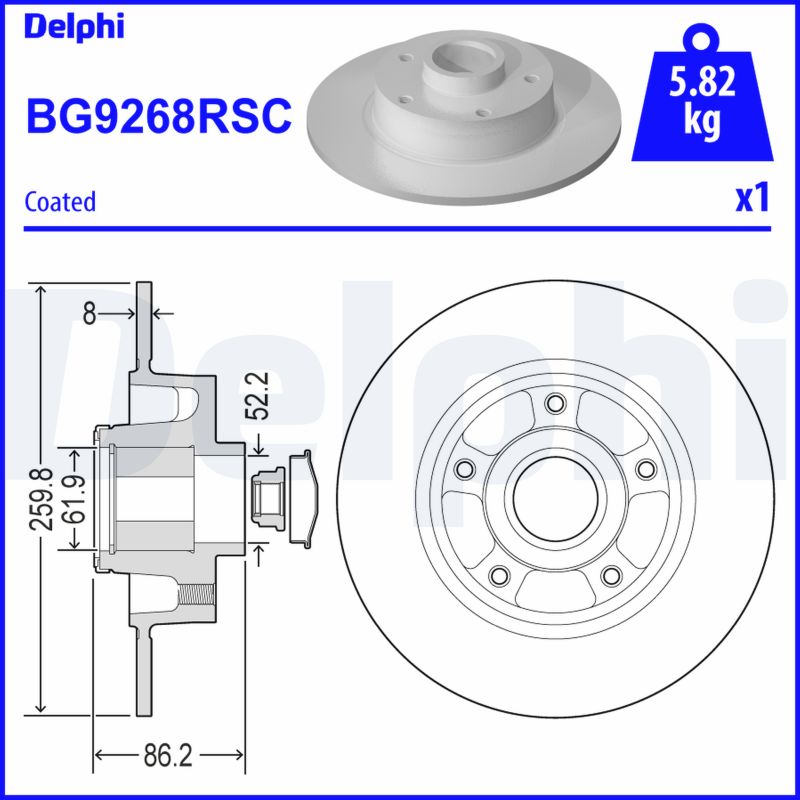 DELPHI BG9268RSC Brake Disc