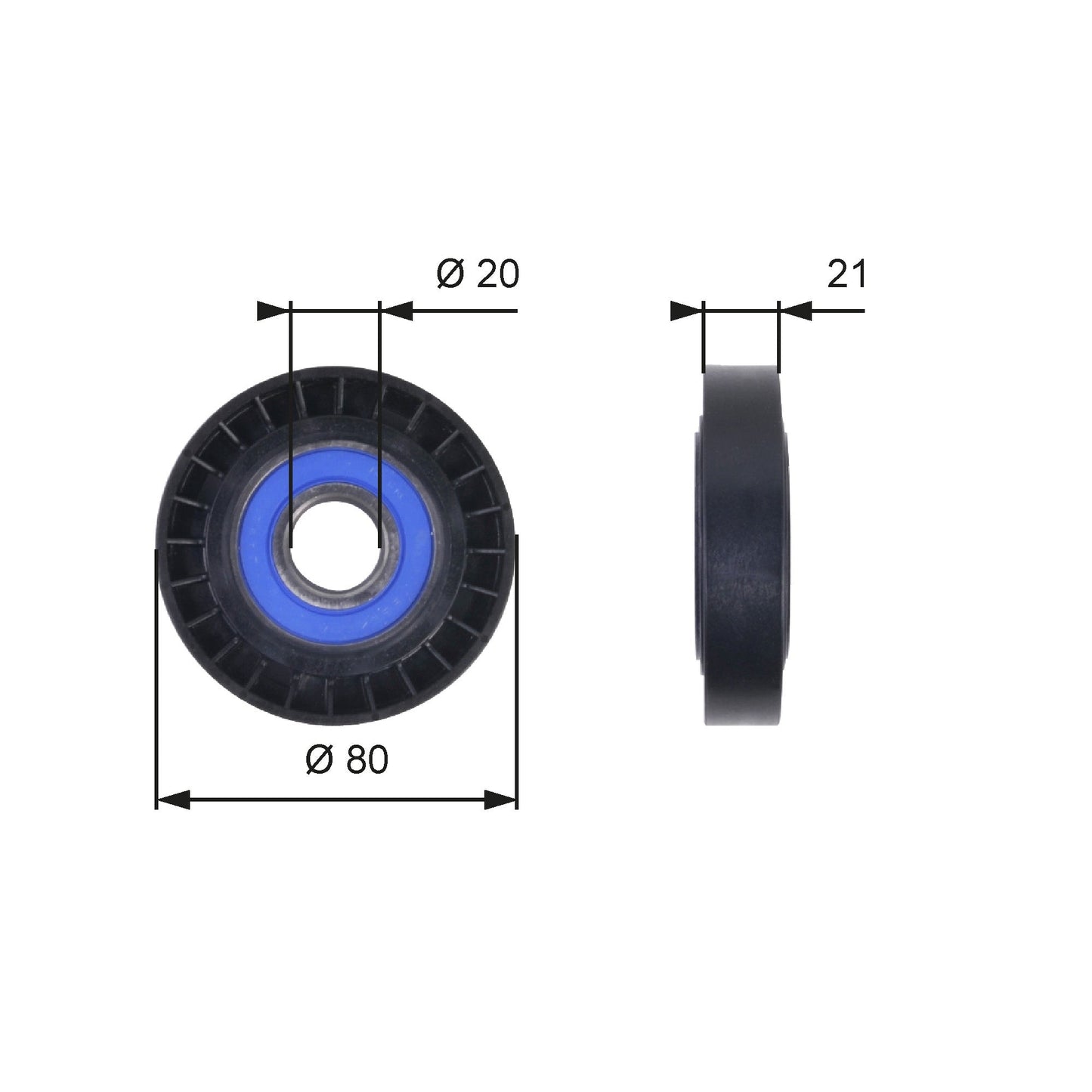 GATES GATT36011 V-Ribbed Belt Deflection/Guide Pulley