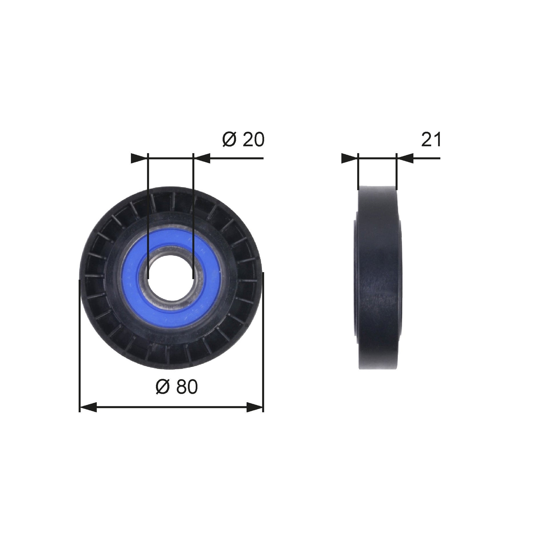 GATES GATT36011 V-Ribbed Belt Deflection/Guide Pulley
