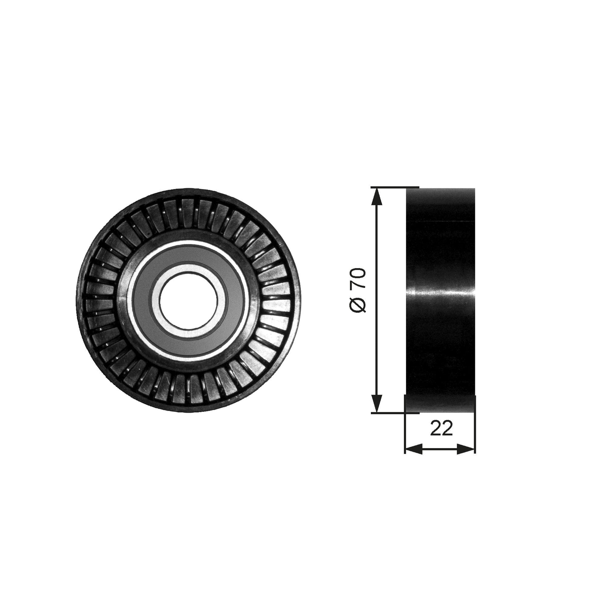 GATES GATT36252 V-Ribbed Belt Deflection/Guide Pulley