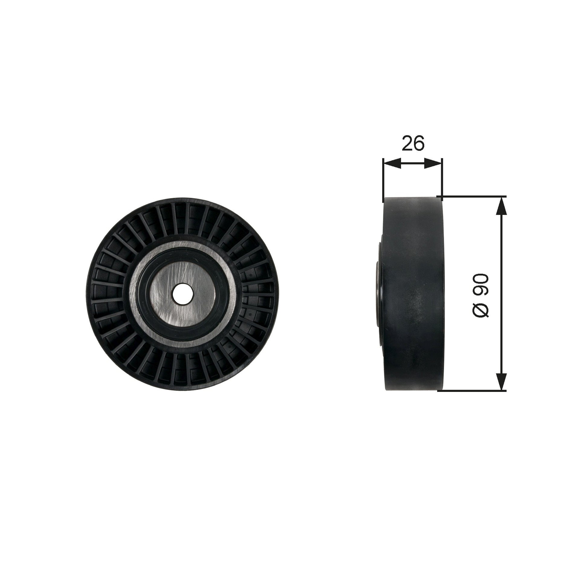 GATES GATT36461 V-Ribbed Belt Deflection/Guide Pulley