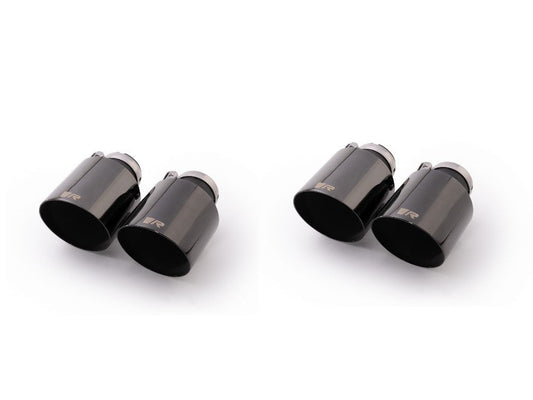 Remus 0446 70SGBR 102mm Angled Straight Cut Glossy Black Quad Tailpipes - ML Performance US