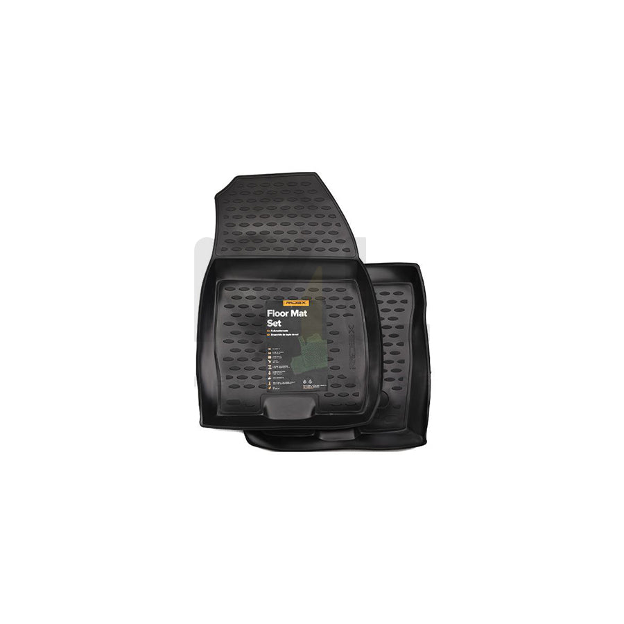 RIDEX 215A0851 Floor mat set for FORD TRANSIT COURIER Elastomer, Front, Black