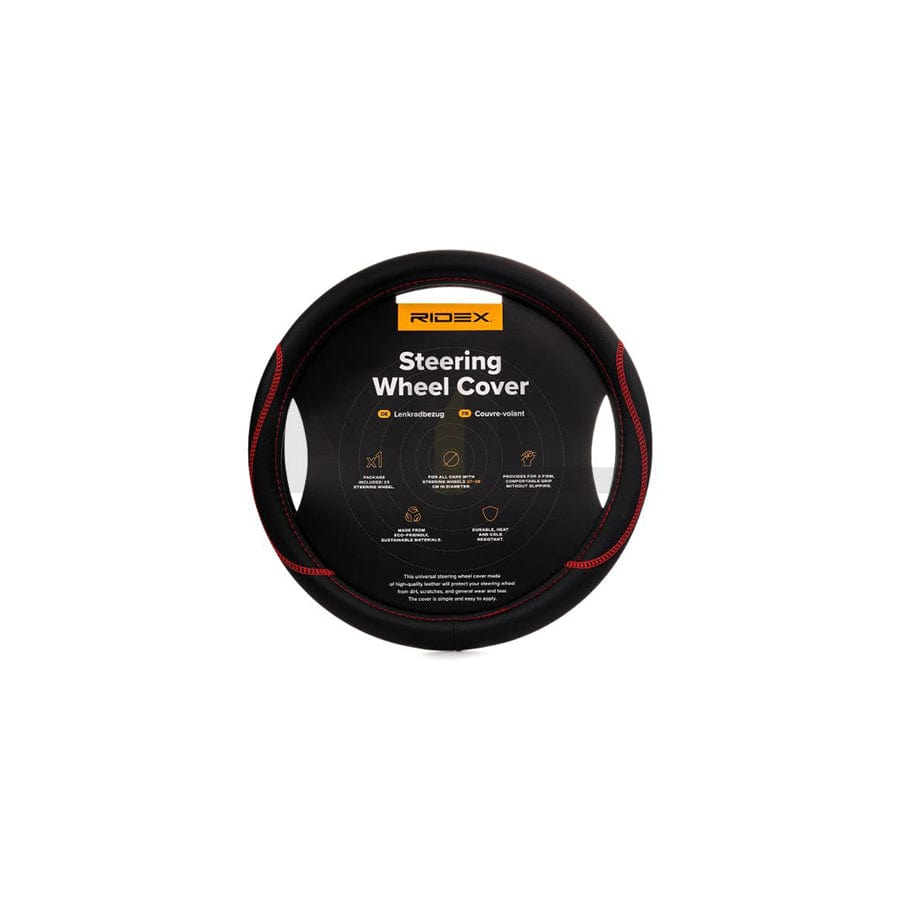 RIDEX 4791A0003 Steering wheel cover Black, Red, Ø: 37-39cm, PVC