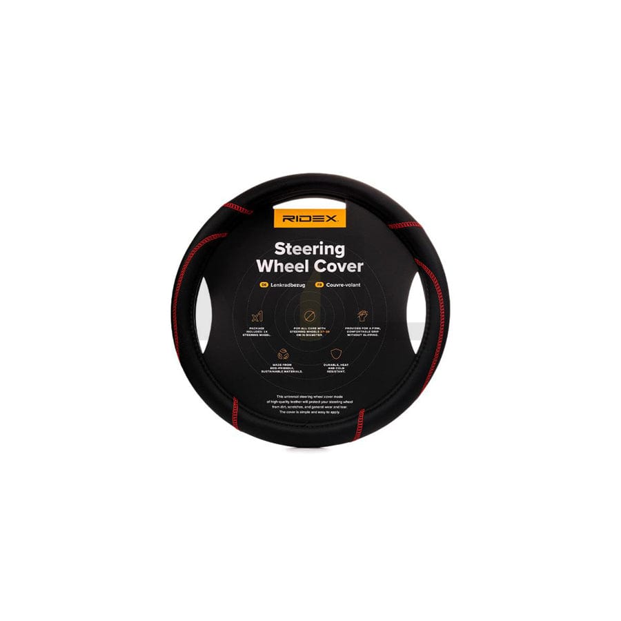 RIDEX 4791A0139 Steering wheel cover Black, Red, Ø: 37-39cm, PVC