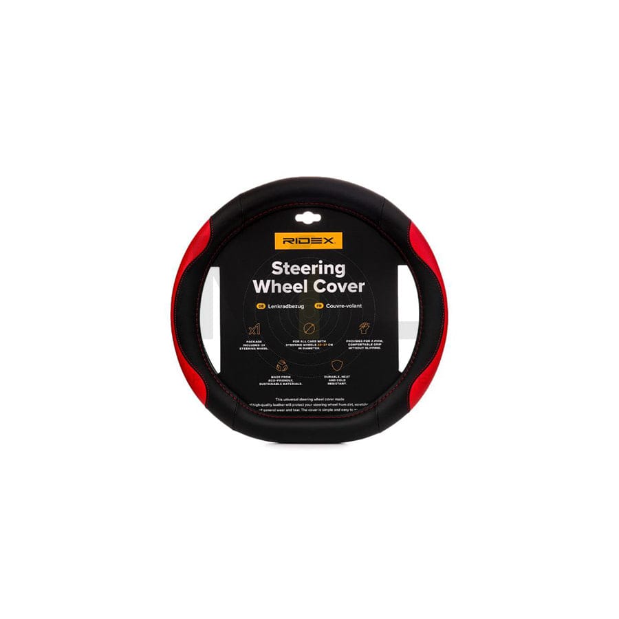 RIDEX 4791A0142 Steering wheel cover Black, Red, Ø: 35-37cm, PU (Polyurethane)