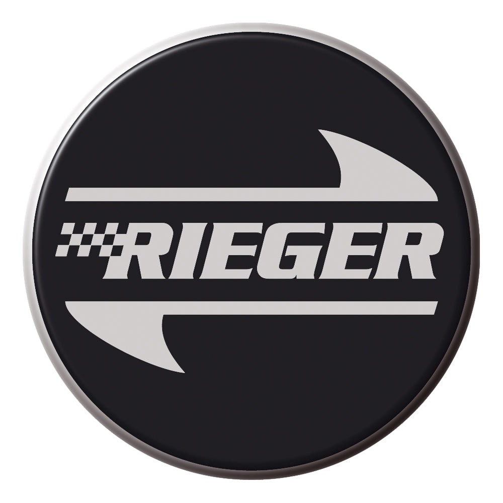 Rieger 00102136 3D-Emblem Black/Chrome, Round, Large 6Cm, For Example For Hubcaps