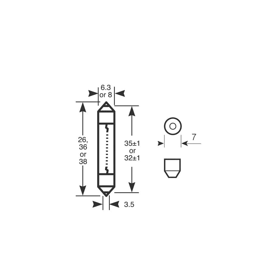 RING R261 12V 5W  S7d 8 x 26mm Festoon (10 units)