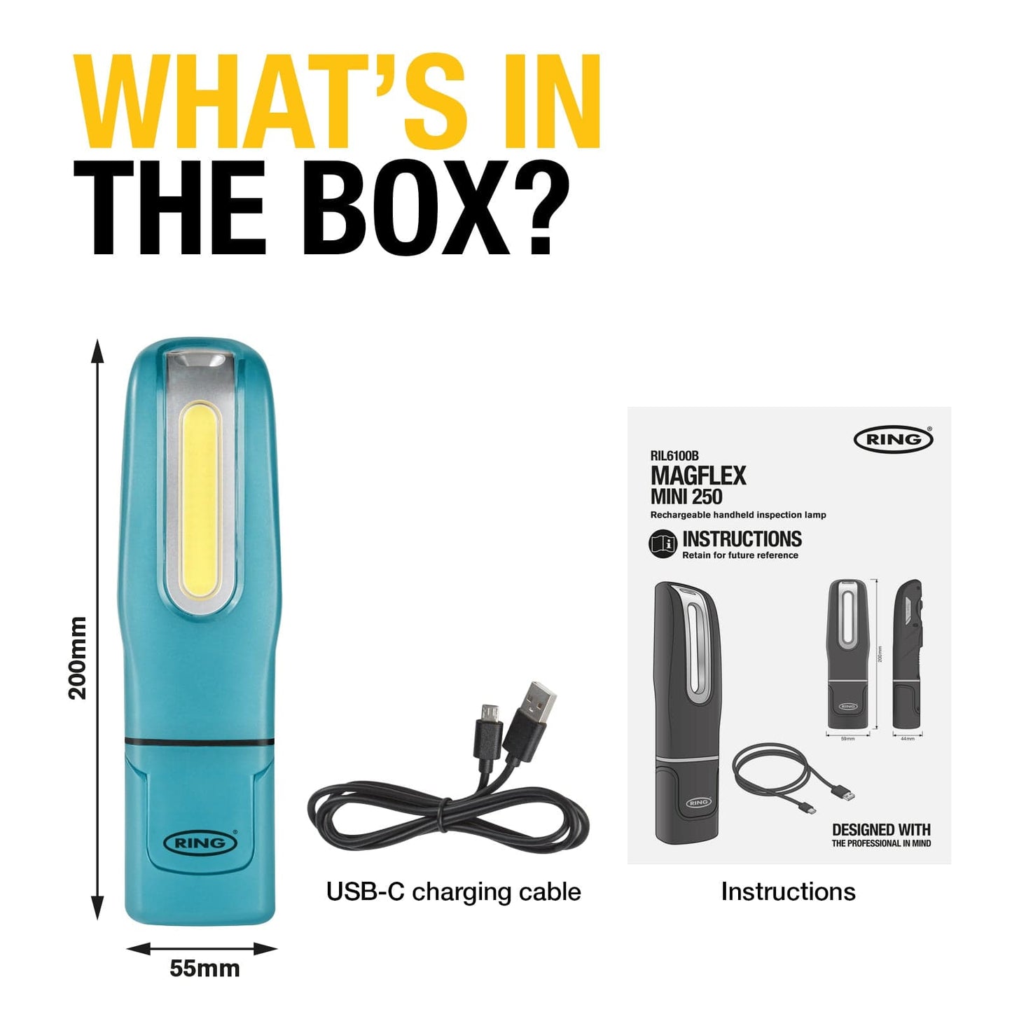 RING RIL6100B Magflex DNA Mini 250 Lumens Rechargeable Blue (12 units)