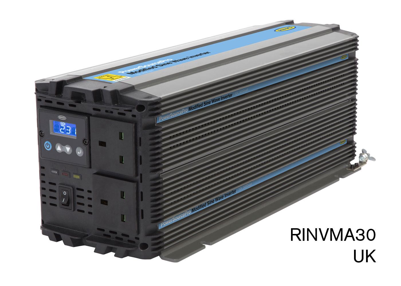 RING RINVMA30 12V DC to 230V AC, 3000W Modified Sine Wave Inverter (2 x UK Sockets)