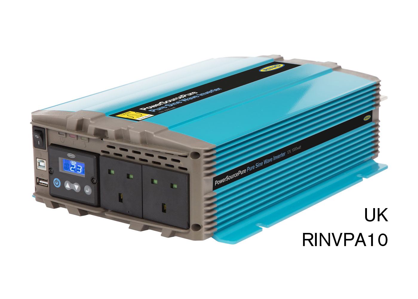 RING RINVPA10 12V DC to 230V AC, 1000W Pure Sine Wave Inverter (2 x UK Sockets)