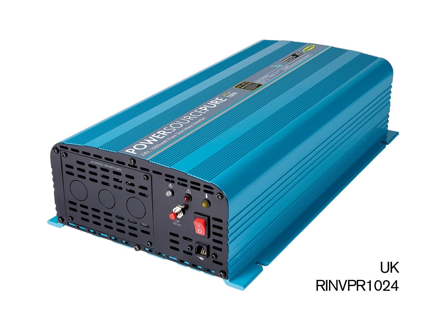 RING RINVPR1024 24V DC to 230V AC, 1000W Pure Sine Wave Inverter with RCD (3 x Hard Wired Outlets)