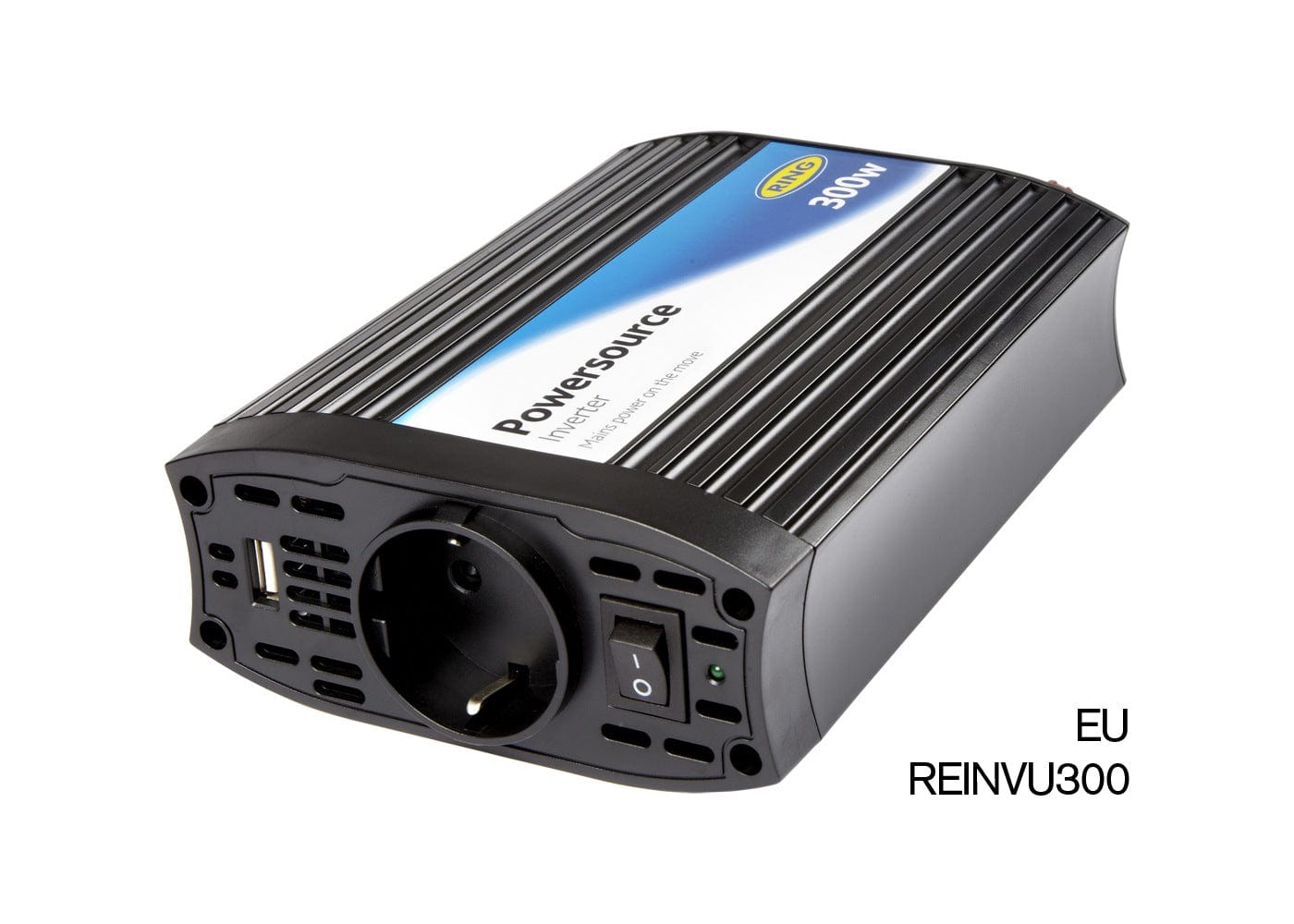 RING RINVU300 12V DC to 240V AC, 300W PowerSource inverter With 2.1A USB - Single Socket