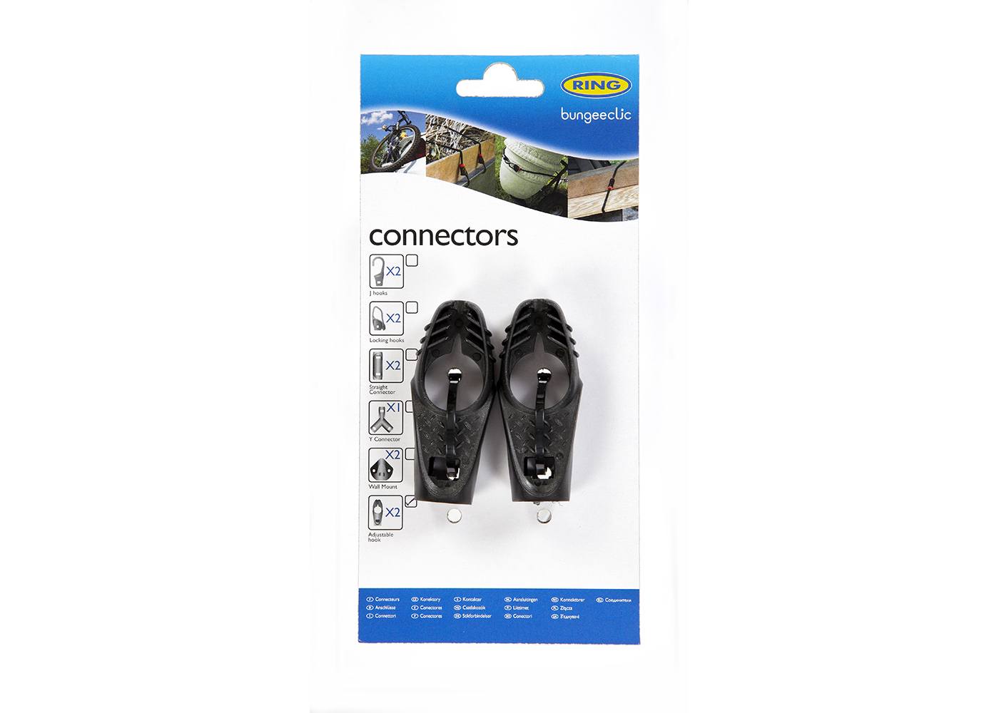 RING RLS7 Bungee Clic Adjustable Hooks x 2  (Supplied in Counter Top Display Unit of 6 only)