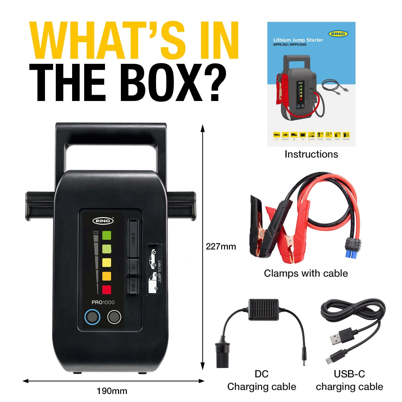 RING RPPL1000 Pro Lithium Jumpstarter 12V 1000A (4 units)