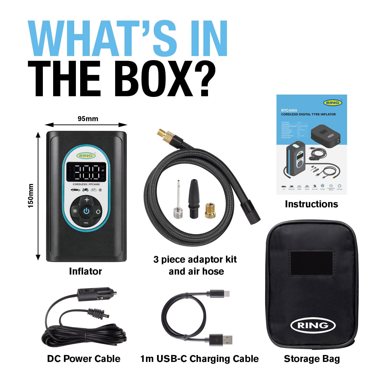 RING RTC4000 Cordless Tyre Inflator (4 units)