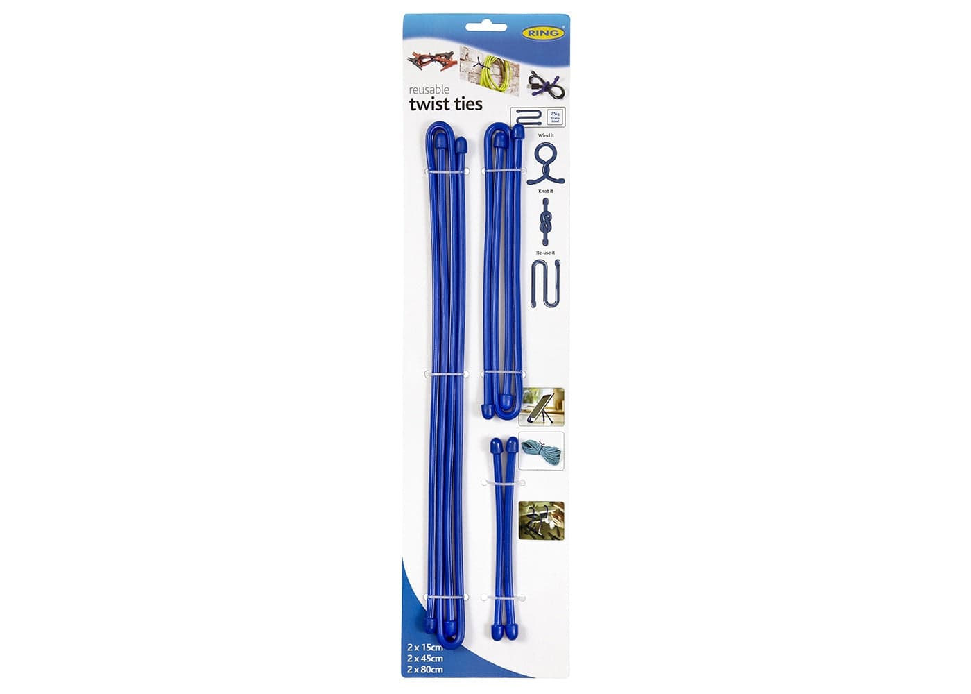 RING RTTK6  Twist Tie Secu System 2 x 15cm 2 x 45cm 2 x 80cm