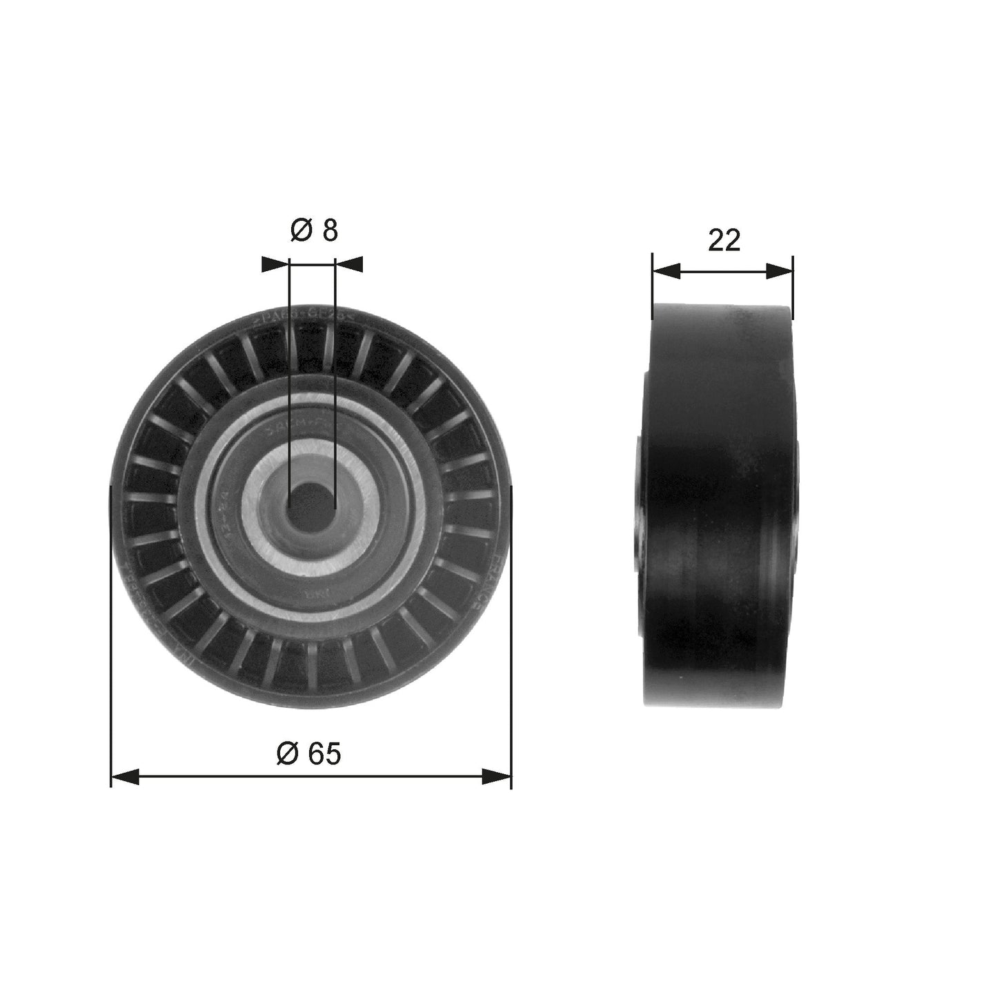 GATES GATT36258 V-Ribbed Belt Deflection/Guide Pulley