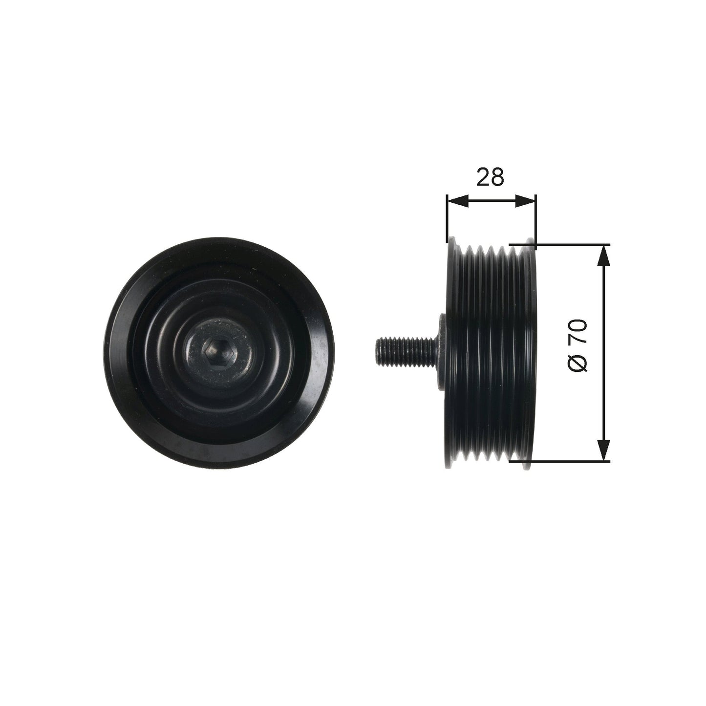 GATES GATT36410 V-Ribbed Belt Deflection/Guide Pulley