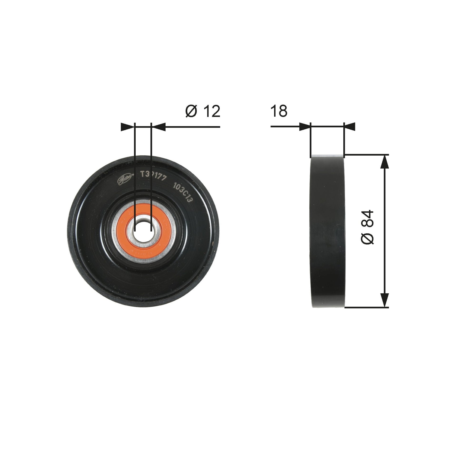 GATES GATT39177 V-Ribbed Belt Tensioner Pulley