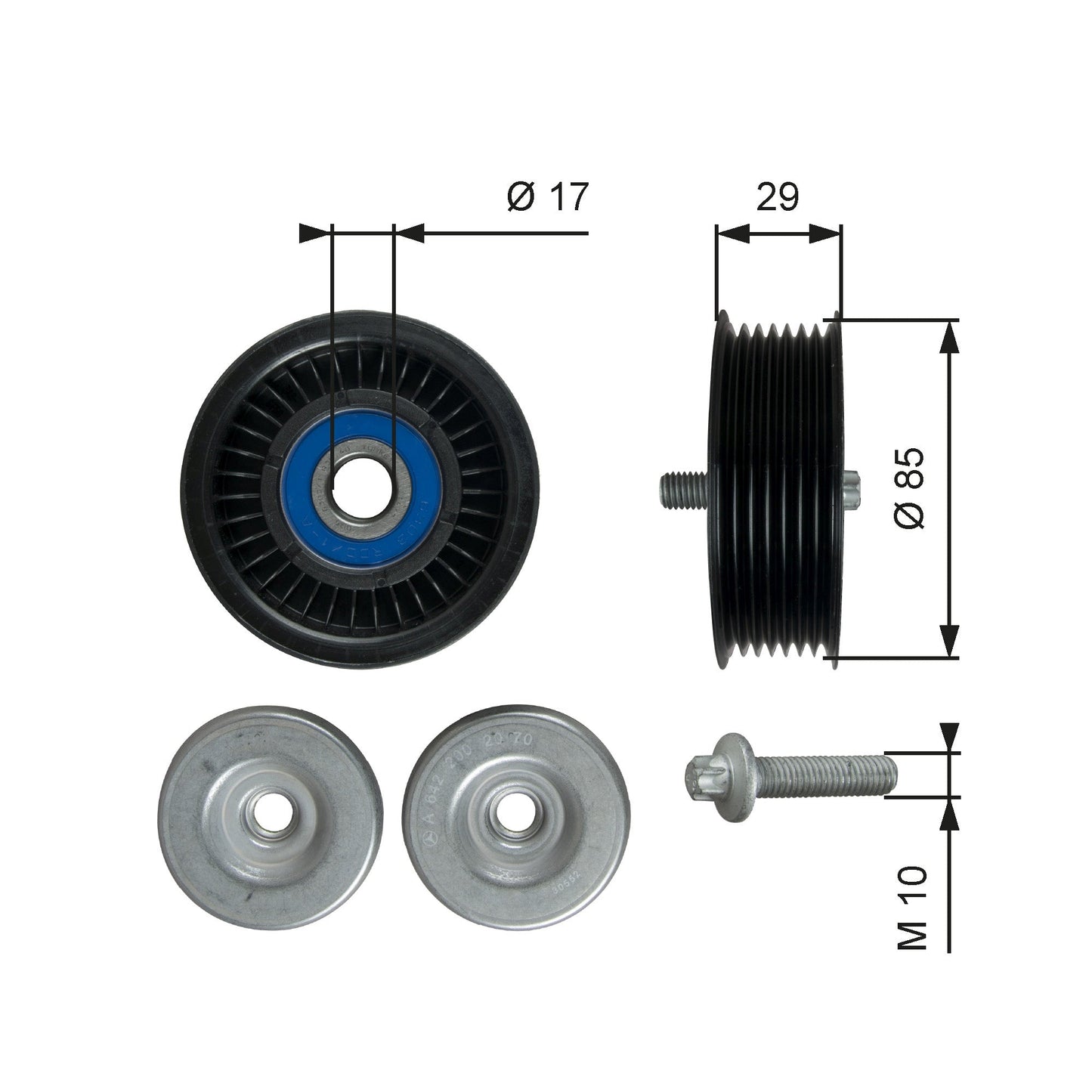 GATES GATT36765 V-Ribbed Belt Deflection/Guide Pulley