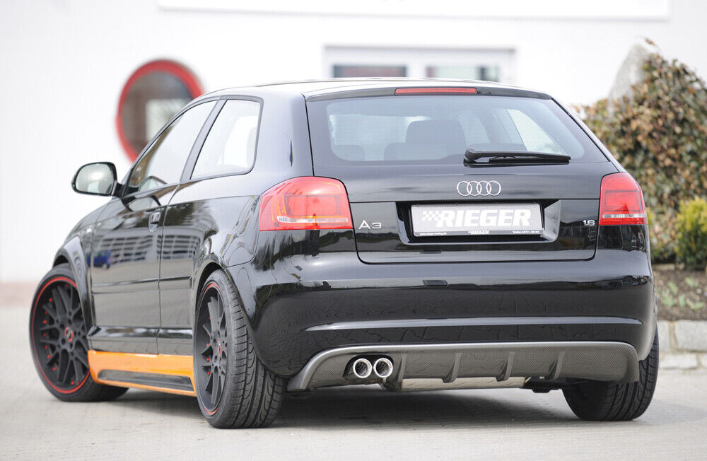 Rieger 00088246 Audi 8P A3 Rear Diffuser for Twin Tailpipe Left for Left Twin Tailpipe - Glossy Black