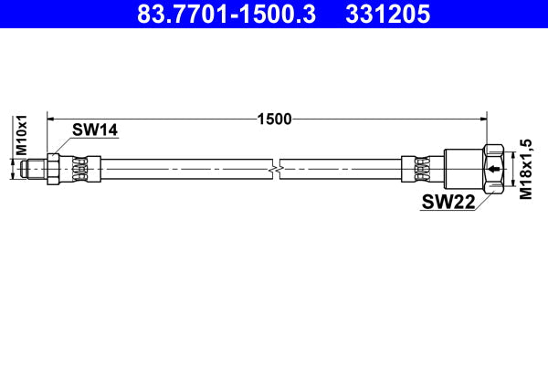 ATE 83770115003 Brake Pressure Tester Connecting Hose