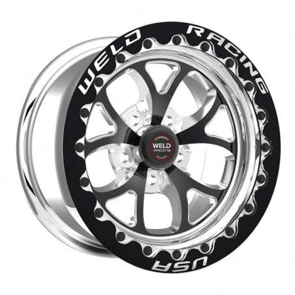 Weld 76LB509B45F S76 Beadlock Wheel 15x9 5x4.75 ET-13 BS4.5 Black Center - Polished Shell