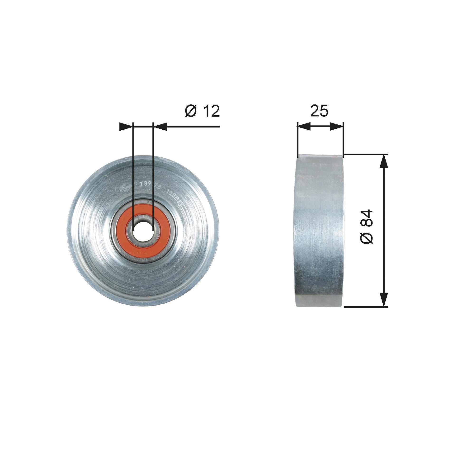 GATES GATT39178 V-Ribbed Belt Deflection/Guide Pulley