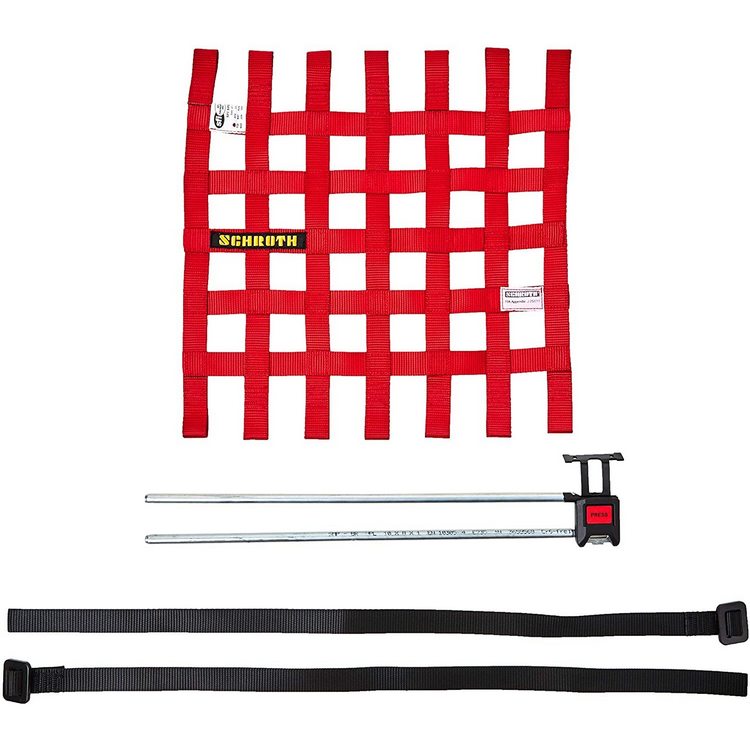 SCHROTH 09045-2 LEFT WINDOW NET 525 MM X 467 MM (20.7 "X 18.4") RED SFI/FIA