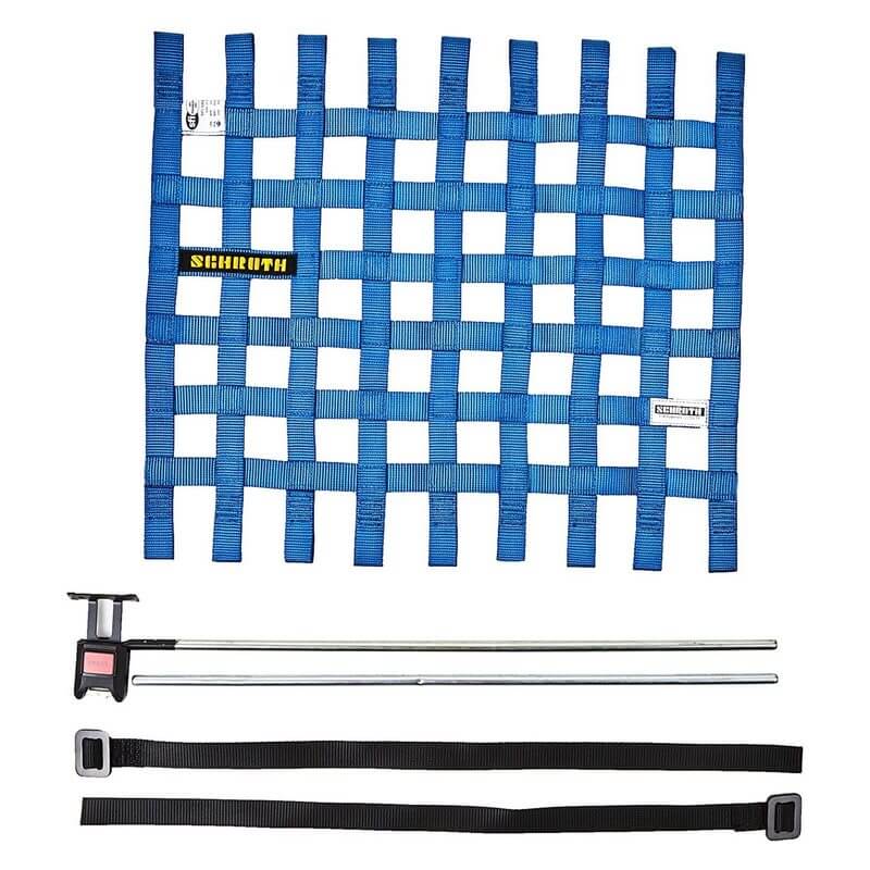 SCHROTH 09543-1 RIGHT WINDOW NET 400 MM X 405 MM (15.75" X 16") BLUE SFI/FIA