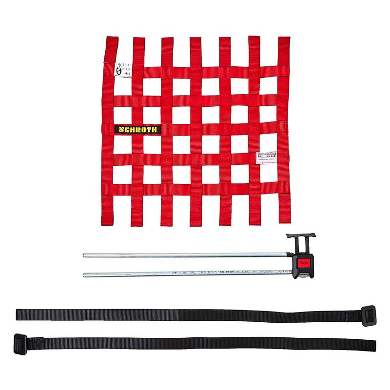 SCHROTH 09545-2 RIGHT WINDOW NET 525 MM X 467 MM (20.7 "X 18.4") RED SFI/FIA