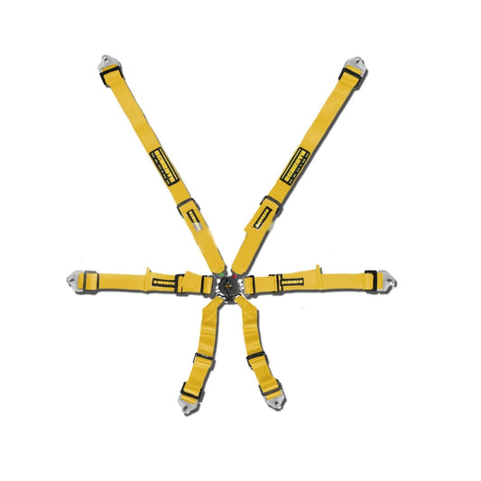 SCHROTH 94530A-H3 SEAT BELT FLEXI 6-POINT 2" (50 MM) 2X2 YELLOW FIA 8853-2016