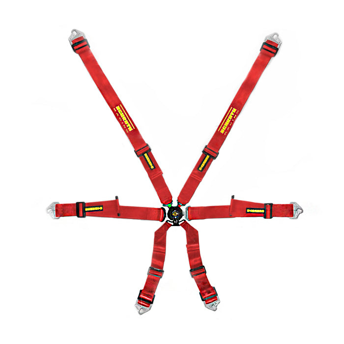 SCHROTH 94550A-2 SEAT BELT PROFI 6-POINT 2" (50 MM) 2X2 FHR RED