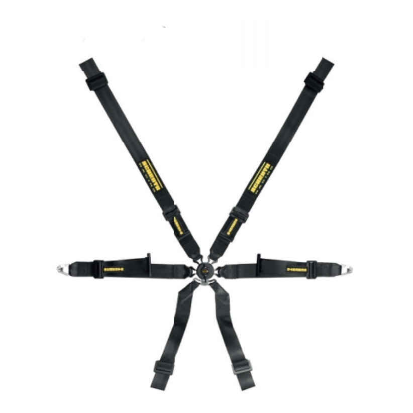 SCHROTH 94581-0 SEAT BELT PROFI XLT 6-POINT 2X2 PULL-UP BLACK FIA 8853-2016