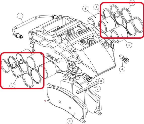 Alcon CSK2525EW751 Calliper Piston Seal Kit - Rear 4-Piston Callipers