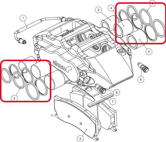 Alcon CSK3841EW601 Calliper Piston Seal Kit - Front 4-Piston Callipers