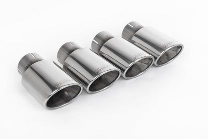 MillTek SSXAU1202 Audi S4/S5 B9 Sport Diff without Brace Bars - Non-Resonated (Louder) Cat-Back Exhaust System with Quad Polished Oval Trims