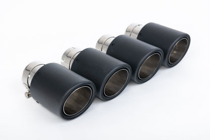 MillTek SSXAU1204 Audi S4/S5 B9 Sport Diff without Brace Bars - Resonated (Quieter) Cat-Back Exhaust System with Quad JET-100 Carbon Trims