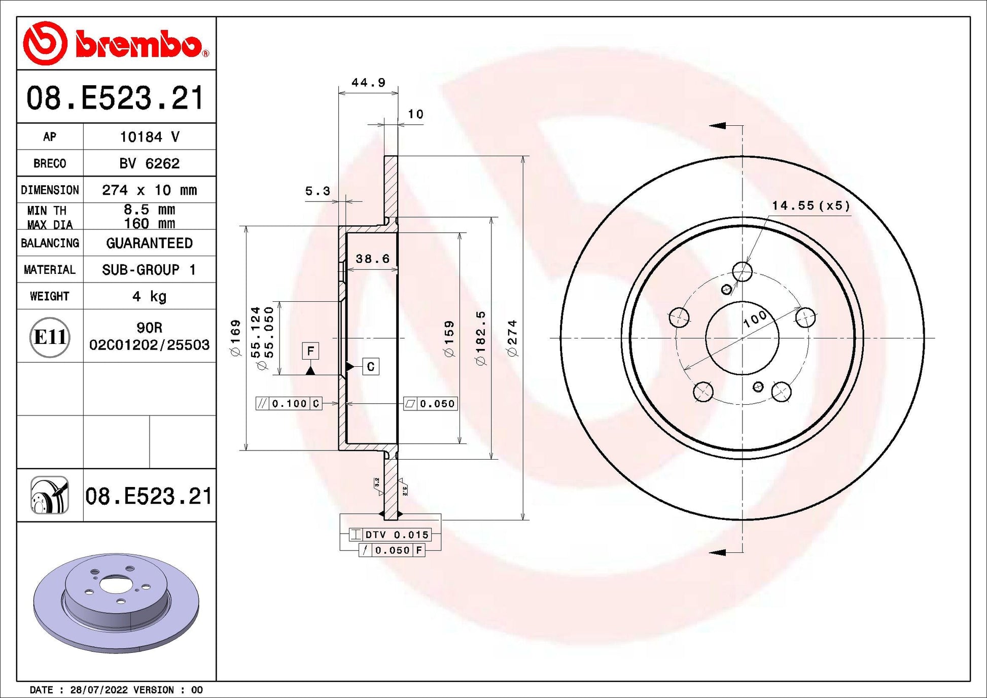 AUGER AUG56020 Disc Brake Caliper Repair Kit